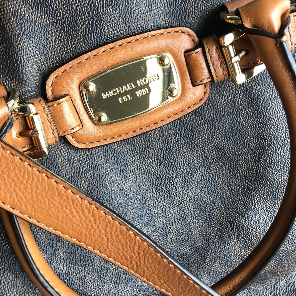 MICHAEL KORS Hamilton Brown monogram satchel LARGE - Picture 3 of 15